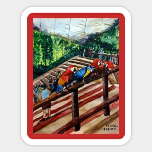 Colorful Companions in the Aviary. Sticker
